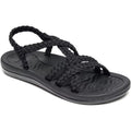 New Megnya Womens 7.5 Black Braided Strap Open Toe Slide On Cushioned Sandals