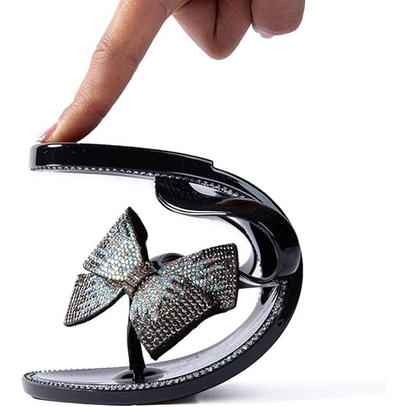 Mtzyoa Women Size 10 Black Rhinestone Flip Flops Open Round Toe Sandal Shoes