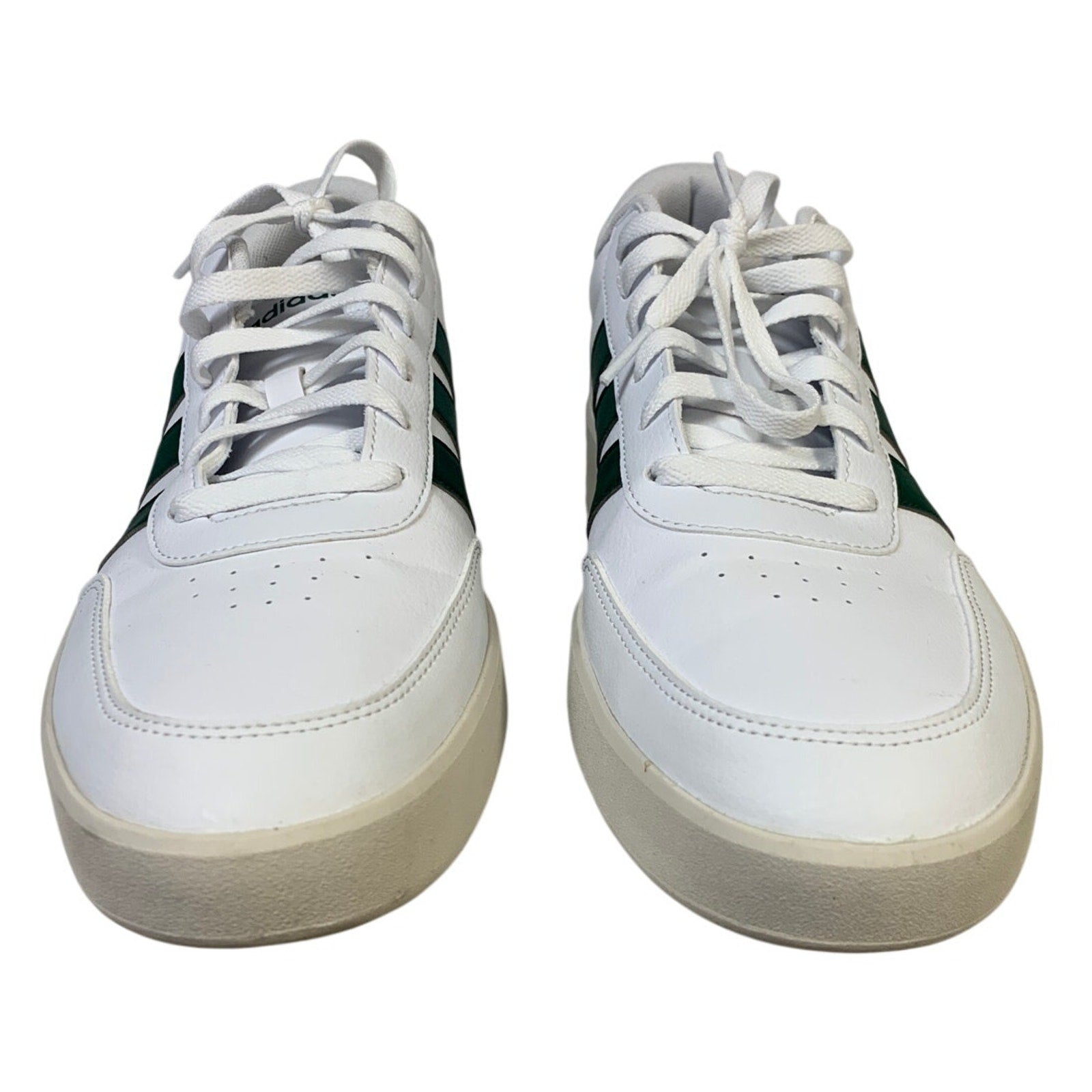 New In Box Adidas Men Size 10 White Faux Leather Green Stripe Breaknet 3.0 Shoes