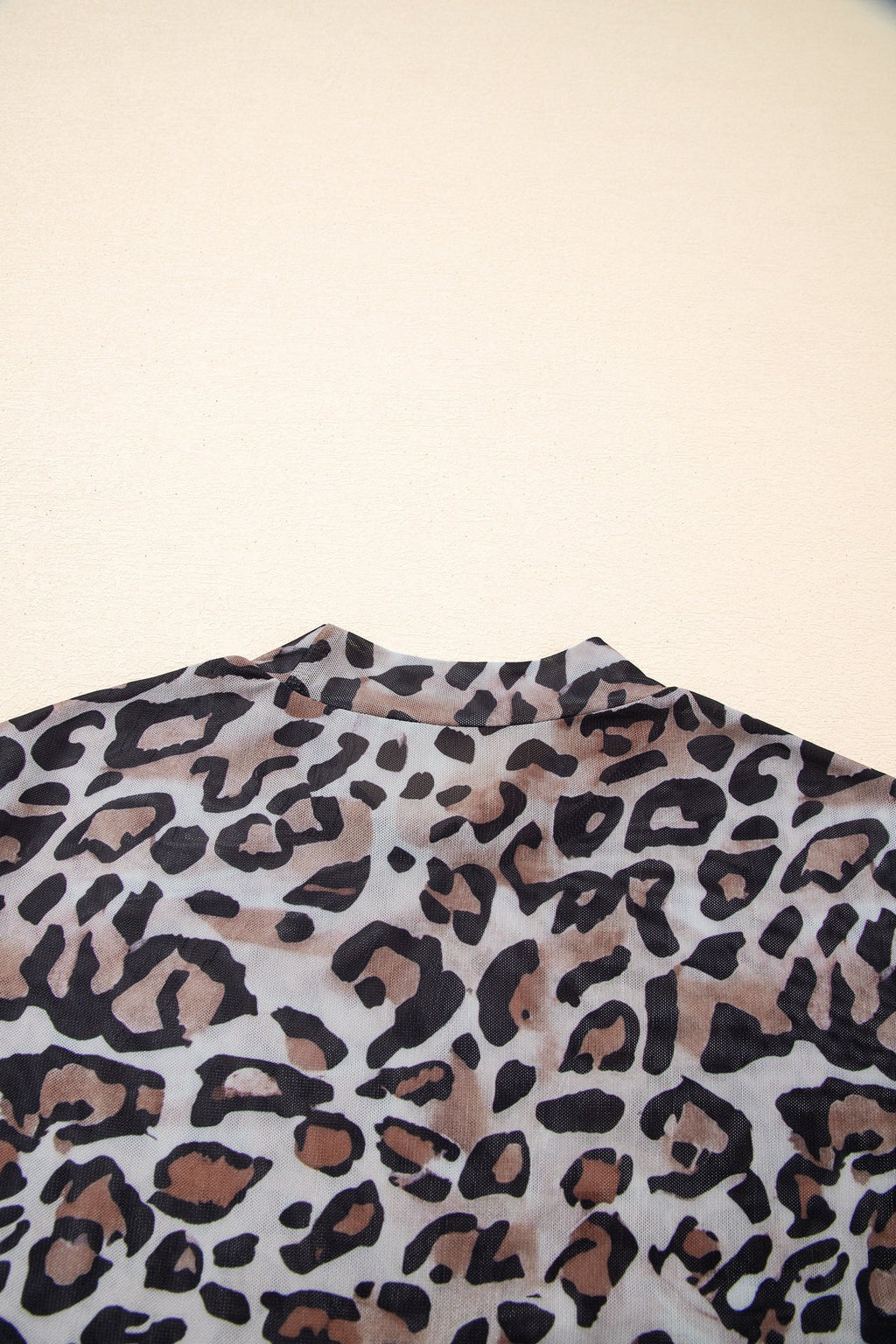 Leopard Mesh Long Sleeve Top