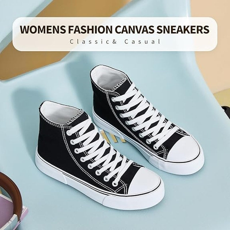 Hash Bubbie Womens Size 8.5 Black Canvas Lace Up Classic High Top Sneakers Shoes