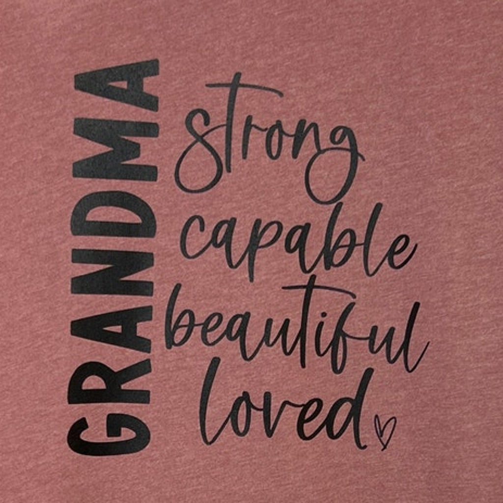 New Hand Printed Womens Small Grandma Strong Capable Loved Short Sleeve T Shirt