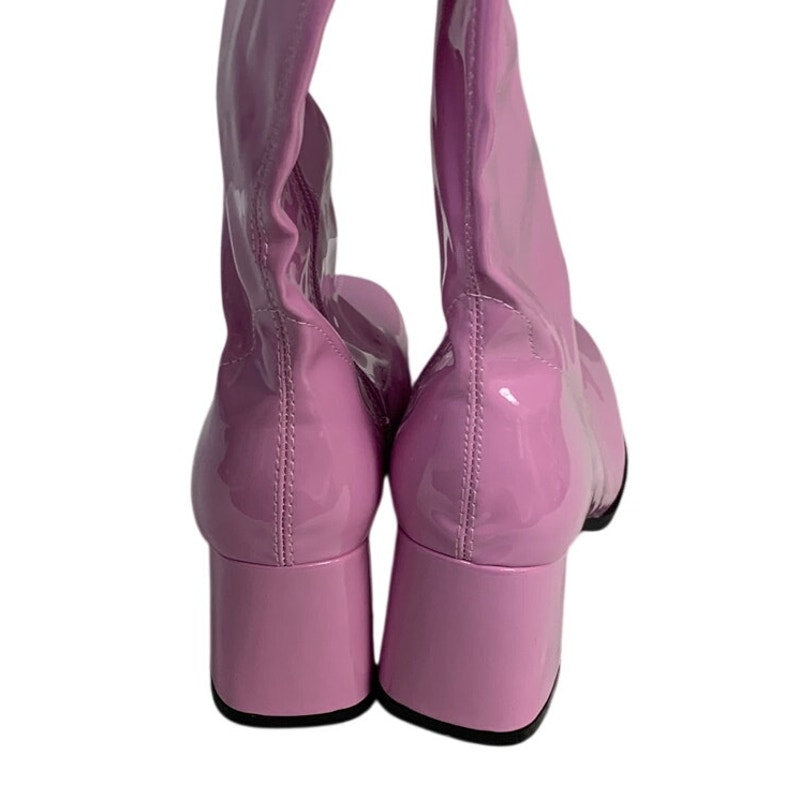 Heiyom Womens Size 6.5 Pink 2.5" Heel Knee High Boots Round Toe Side Zip Shoes