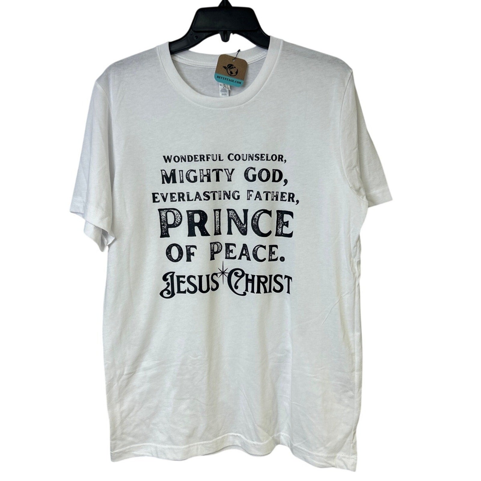 New Hand Printed Mens 2XL Wonderful Counselor Mighty God Jesus Christ Tee Shirt