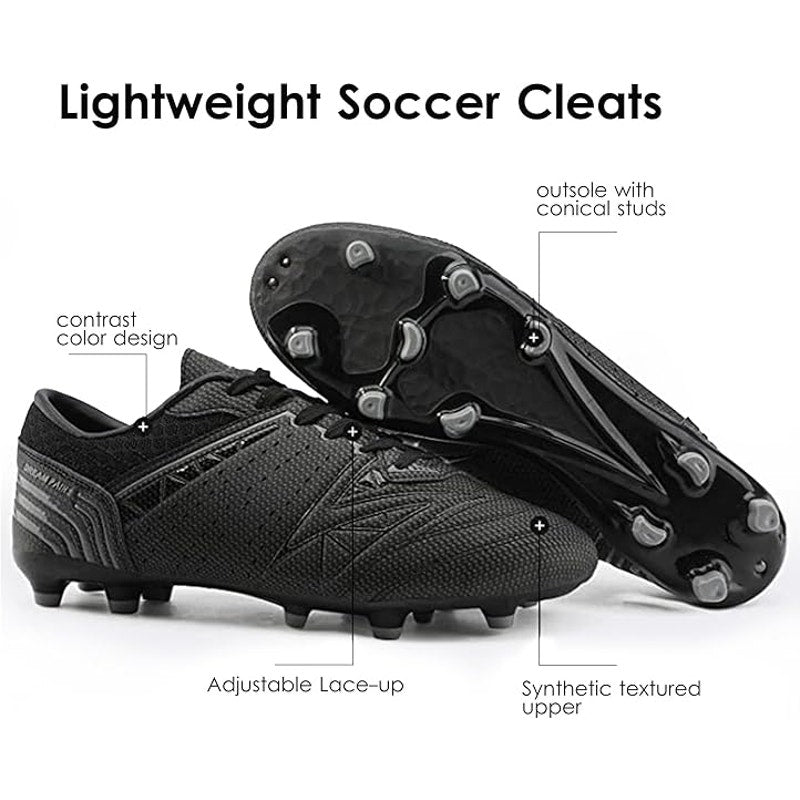 Dream Pairs Mens Size 9 Black Cleats Lace Up Round Toe Sport Soccer Shoes
