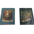 Pair of Vintage 1960s Handmade Religious Grandma Girl Decoupage Wood Art