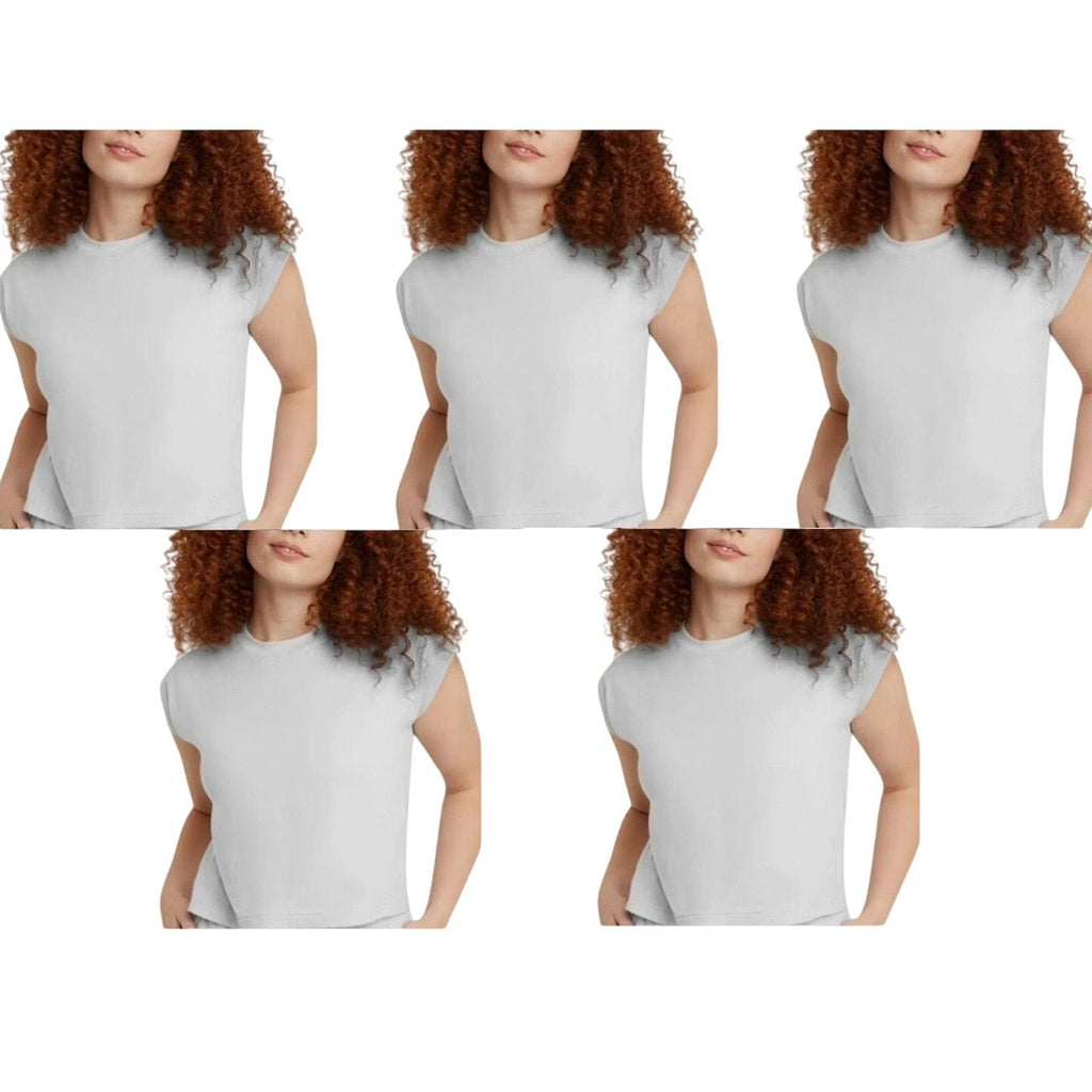New 5-Pack Hanes Womens Medium White Ringspun Cotton Cap Sleeve Muscle Tees