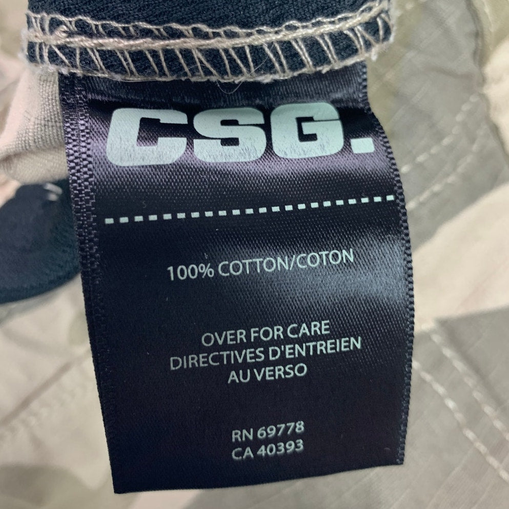CSG Mens Size 40 100% Cotton Green Camo Campflague Cargo Trekker Long Shorts