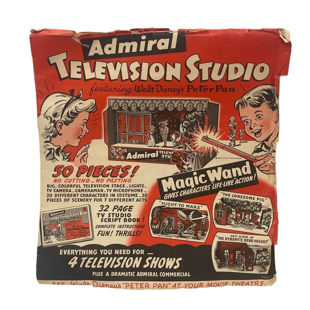 Vintage 1953 Admiral Television Studio Walt Disney Peter Pan 50PC Stage Play Set