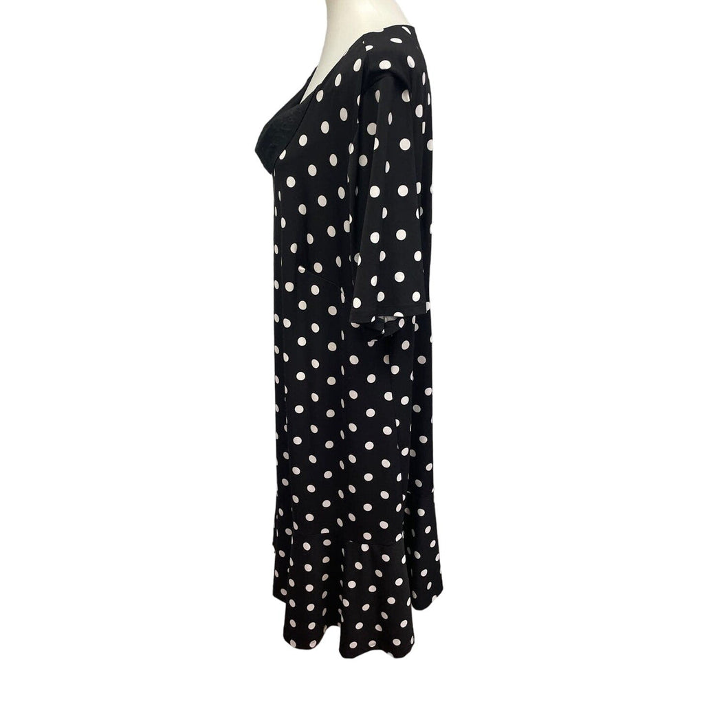 Avenue Womens Plus Size 26 Half Sleeve Black White Polka Dot Sheath Dress