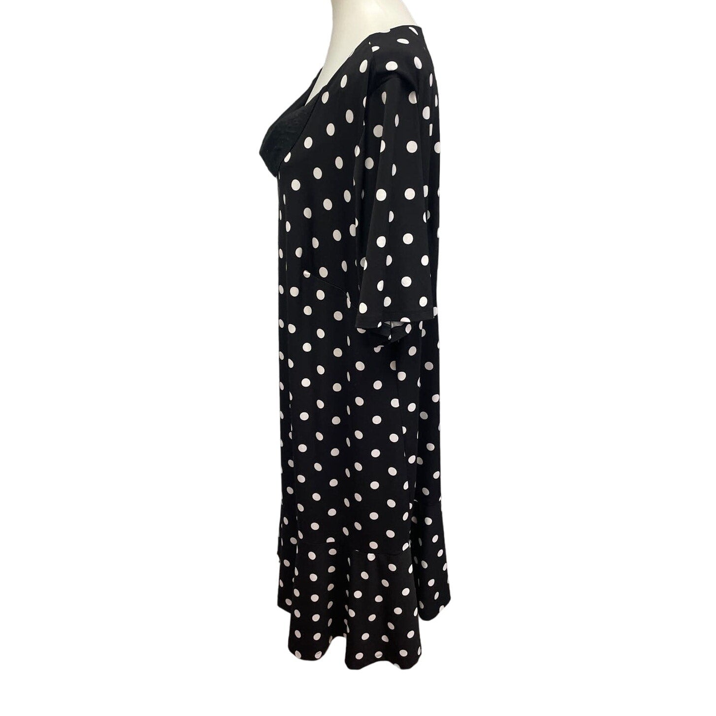 Avenue Womens Plus Size 26 Half Sleeve Black White Polka Dot Sheath Dress