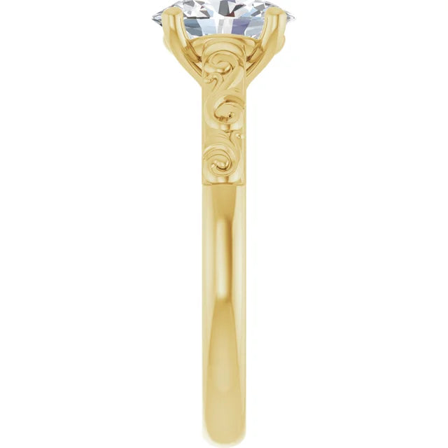 Vintage Oval Solitaire Engagement Ring 14K Yellow Gold
