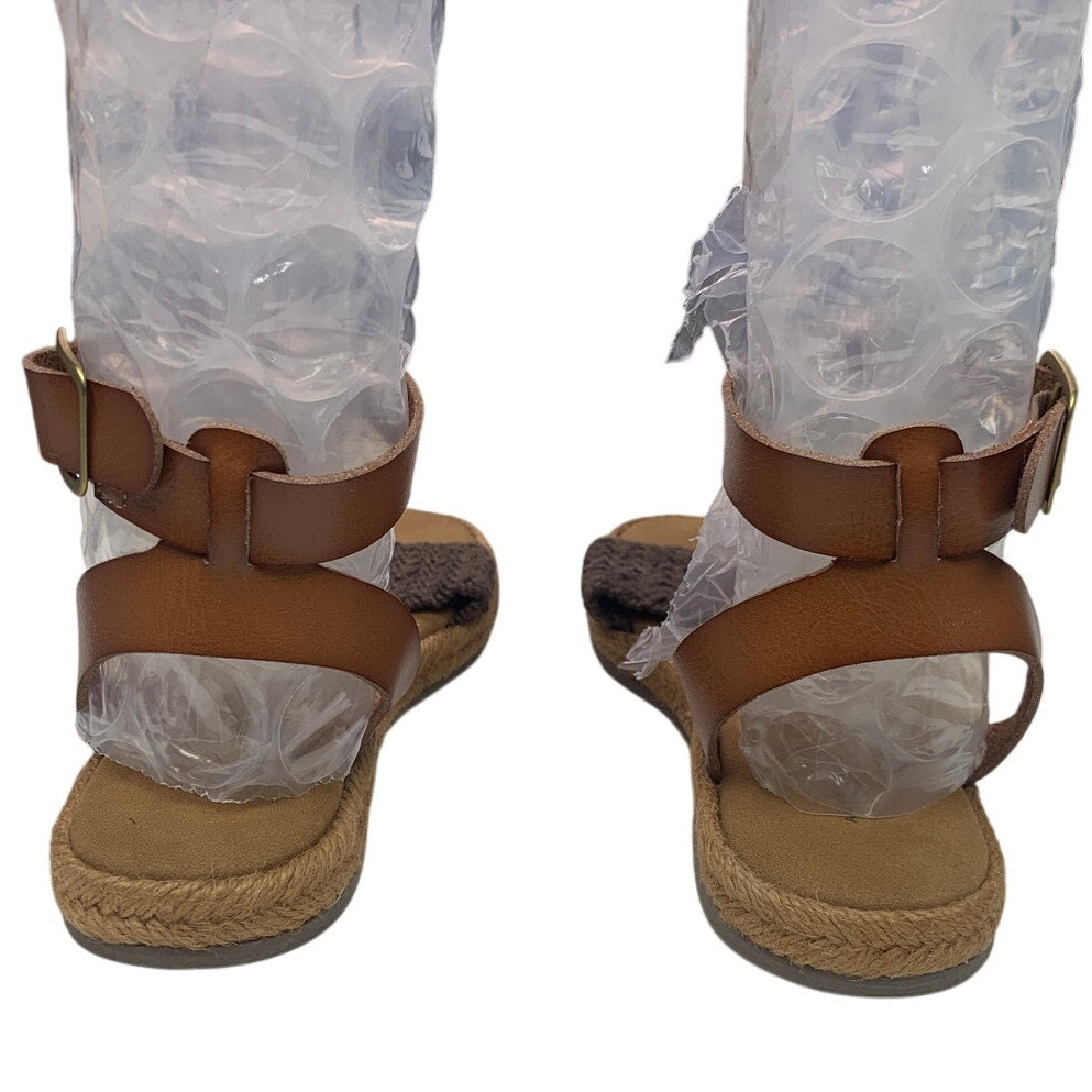 New American Eagle Womens US Size 8 Espadrille Ankle Wrap Faux Leather Sandals