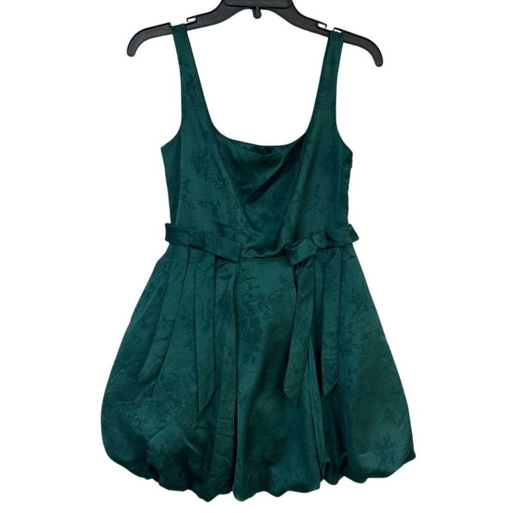 New Francescas Womens XS Emerald Green Jacquard Strappy Mini Bubble Dress