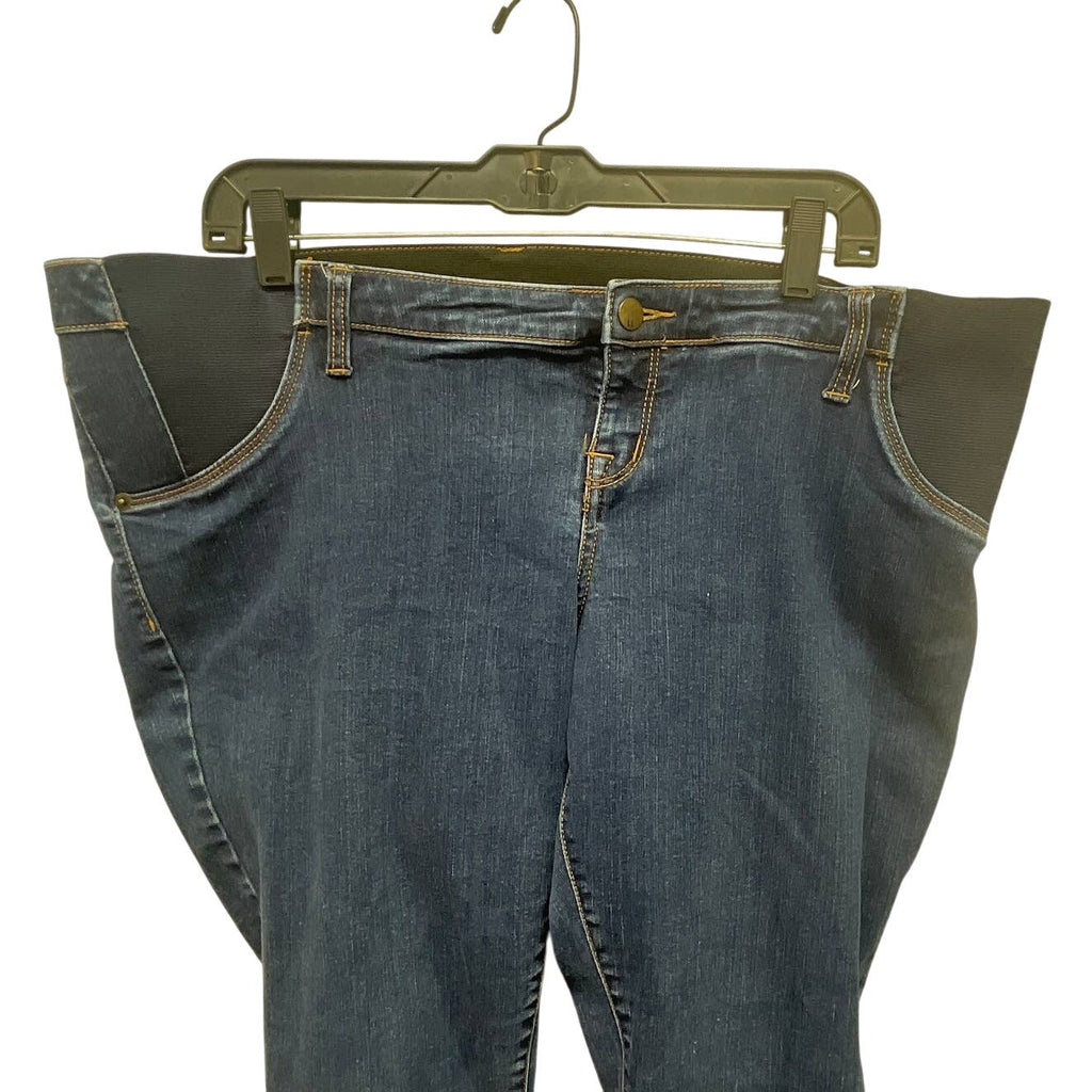 Liz Lange Maternity Size XL Side & Back Elastic Stretch Cotton Denim Blue Jeans