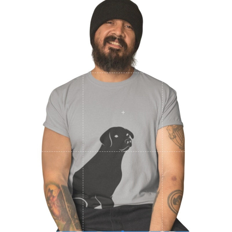 New Hand Printed Mens XL Gray Heathered Black Lab Dog Short Sleeve Tee Shirt