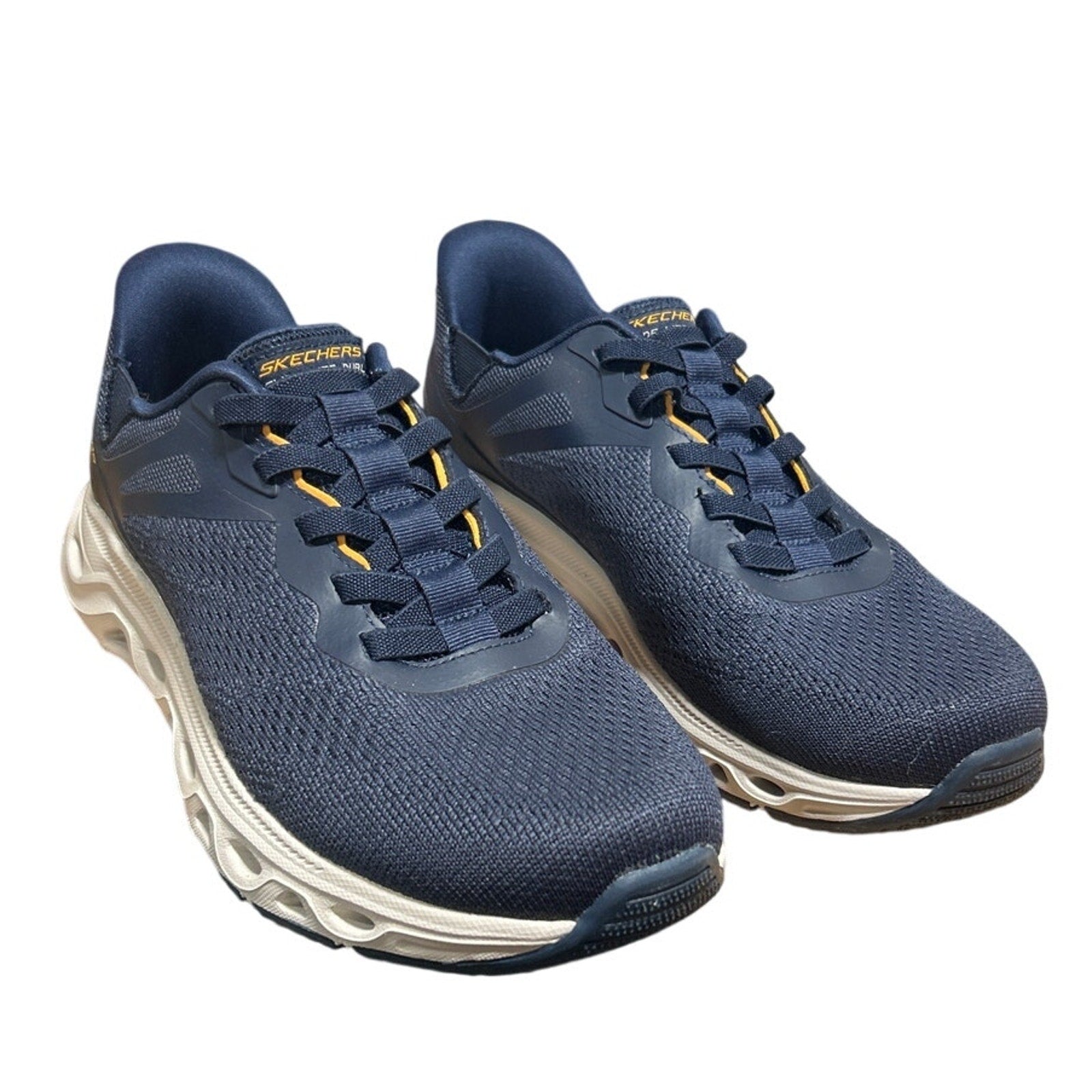 Skechers Mens 10.5 Navy Blue Mesh Hands Free Swift Fit Slide On Athletic Shoes