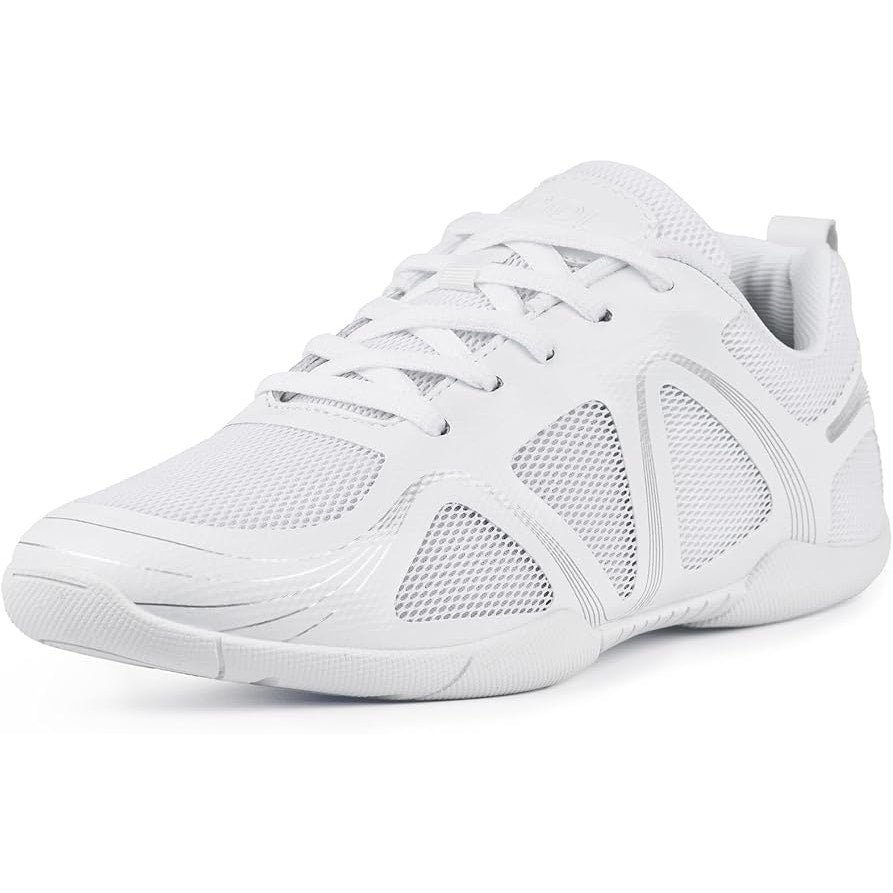 Cadidl Womens Size 5.5 White Cheer Sneakers Lace Up Round Toe Low Top Shoes