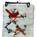 Vintage Handmade Acrylic Yarn Latch Hook Red Cardinal Bird Wall Hanging Rug Art