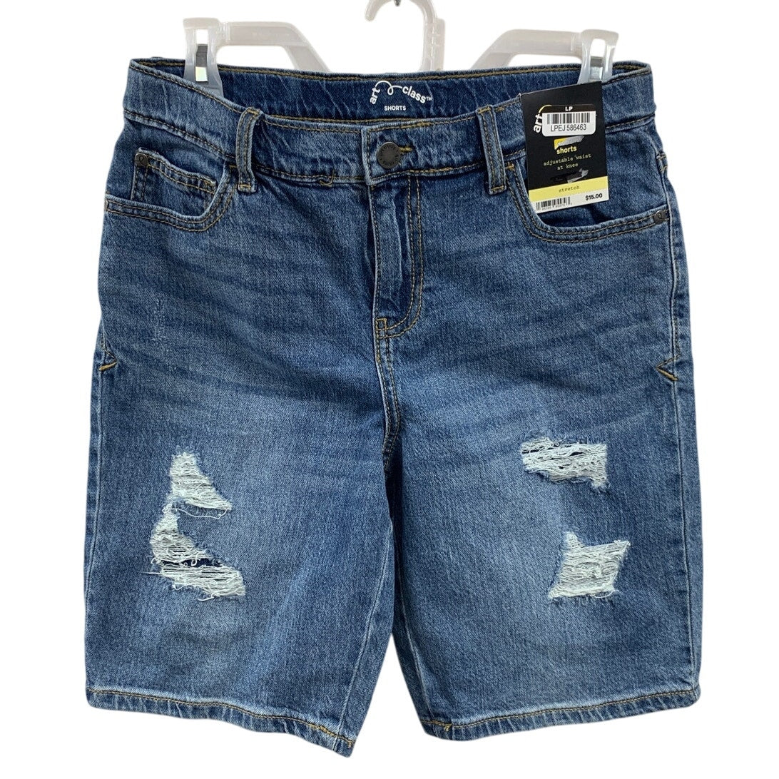 New Art Class Kids XL (14) Adjustable Waist Distressed At Knee Denim Jean Shorts