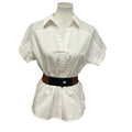 New Worthington Womens Size Small Cotton Blend Short Sleeve Belted Button Shirt