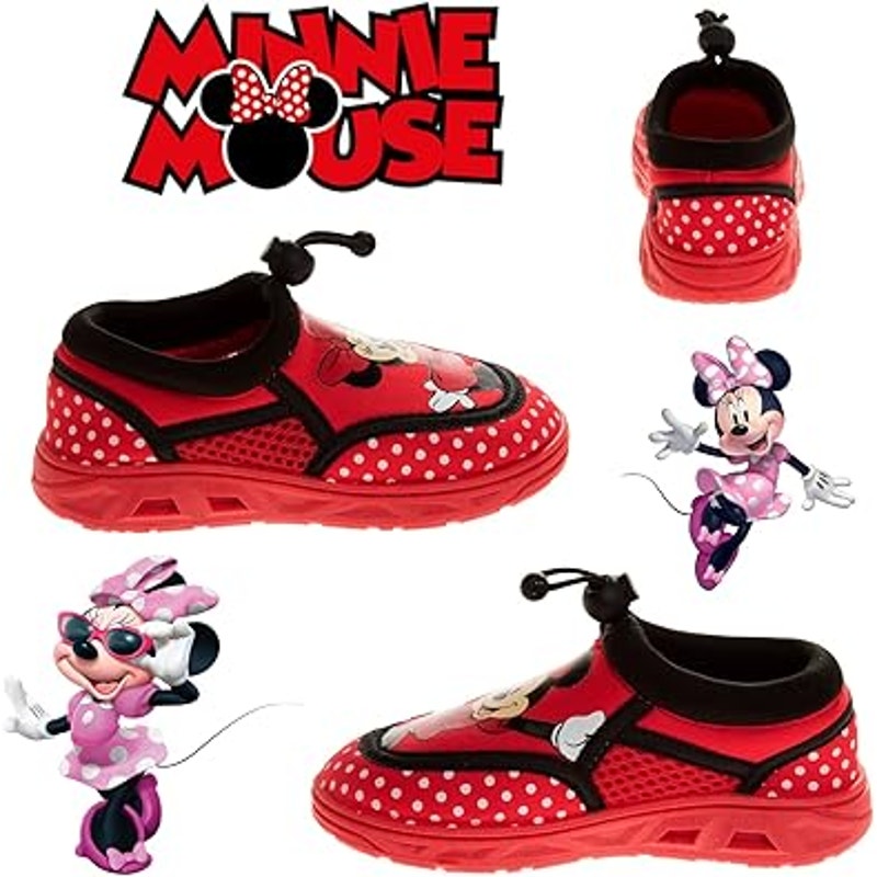 Disney Baby Girls 7-8 Toddler Red Minnie Mouse Water Sandal Bungee Closure Shoes