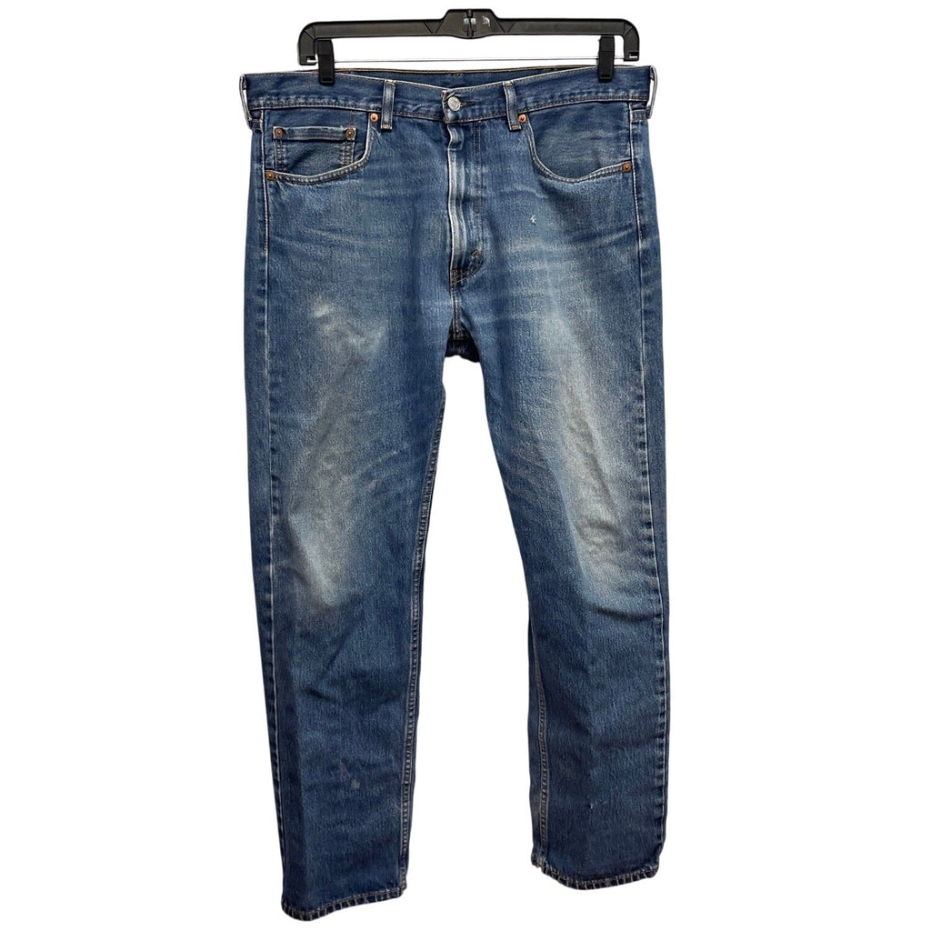 Levis 505 Mens 38W 34L Distressed 100% Cotton Classic Fit Denim Blue Jeans