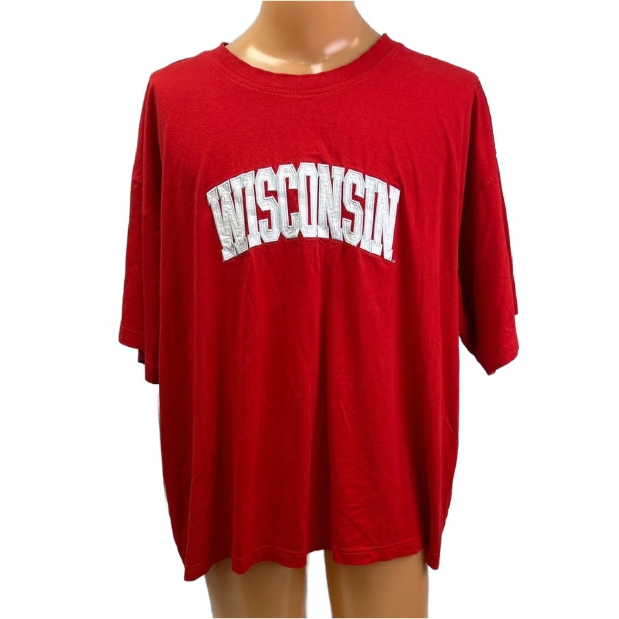 P2 By Pro Player Mens 2XL Wisconsin Short Sleeve 100% Cotton Crew Neck Tee Shirt