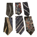 Lot of 6 Black Blue Silver Striped Floral Vintage and Newer Mens Neck Ties