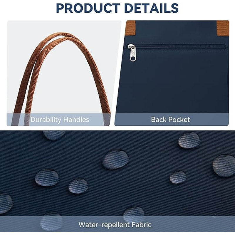 New Kalidi Navy Water Repllant Canvas Nylon Top-Handle Purse Tote Bag Handbag