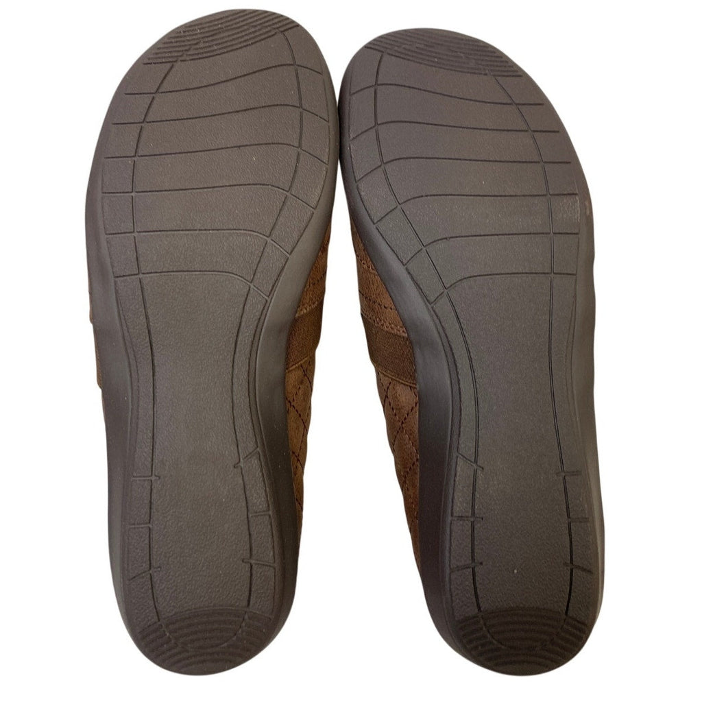 New In Box JSport Womens 9 Brown Faux Leather Lisa Slide On Memory Foam Shoes