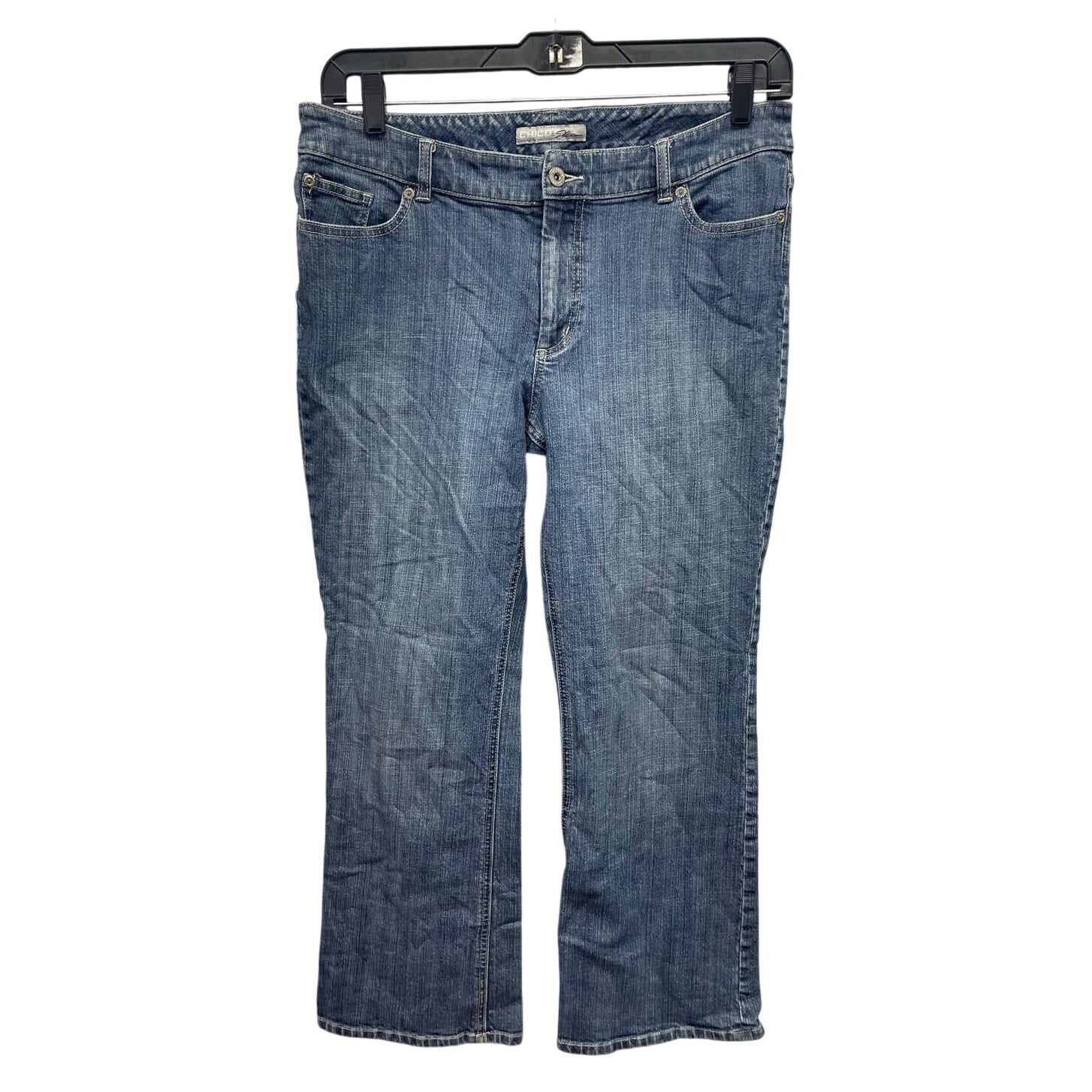Chicos Platinum Size 2.5 Short Large 14 Stretch Cotton Straight Leg Denim Jeans