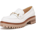 Vetaste Womens Size 8 White Faux Leather Platform Chunky Heel Loafers Shoes