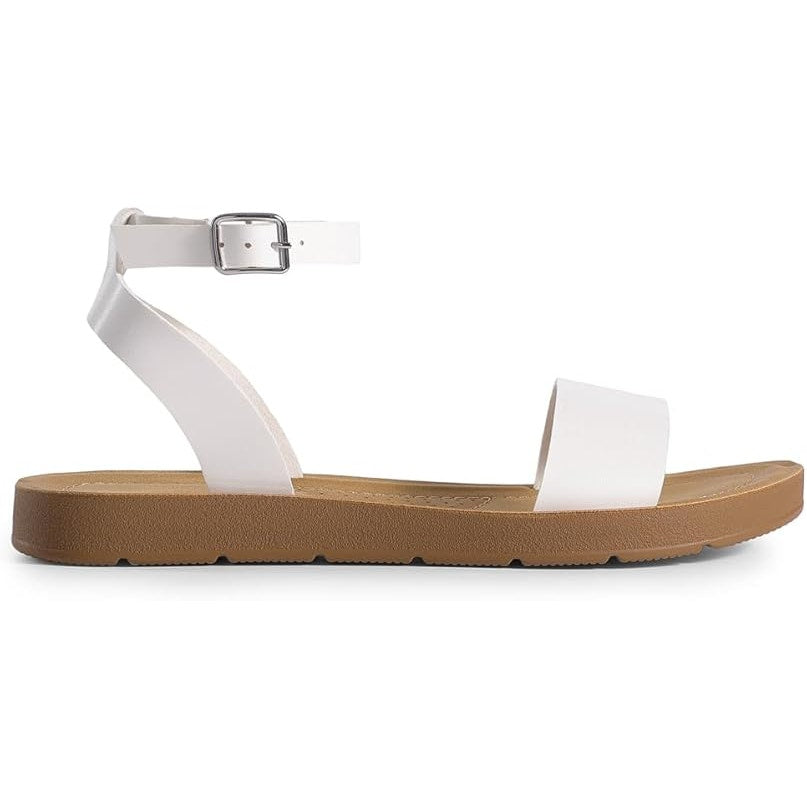 Dream Pairs Womens Size 7 White Sandal Ankle Buckle Strap Open Round Toe Shoes