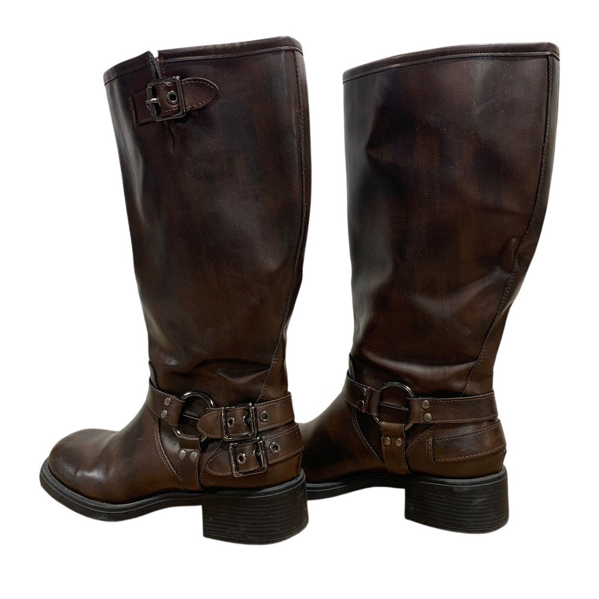 Aminugal Womens Size 9 Brown 1.5" Heels Knee High Boots Round Closed Toe Shoes
