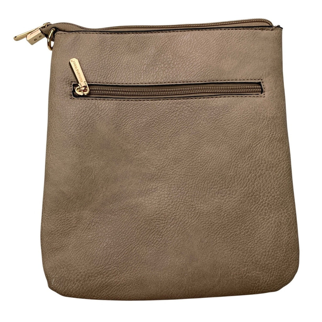 Montana West Faux Leather Brown Multi Pocket Zipper Pouch Bag Clutch Purse