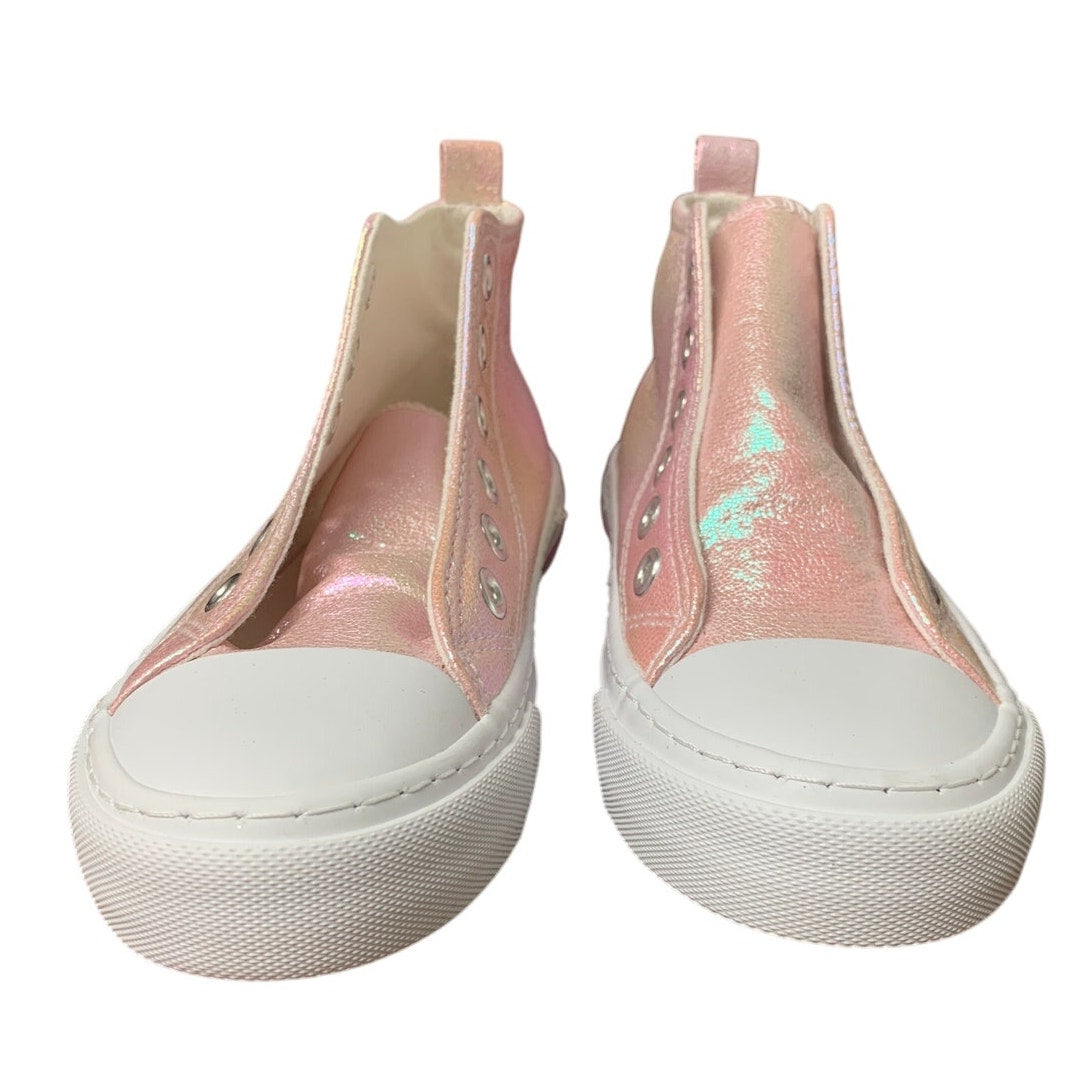New HugRain Toddler Girls Size 13 Shiny Pink Lace Up High Top Sneakers Shoes