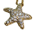 New Cubic Zirconia CZ Mini Ocean Starfish Gold Toned Charm Pendant Necklace