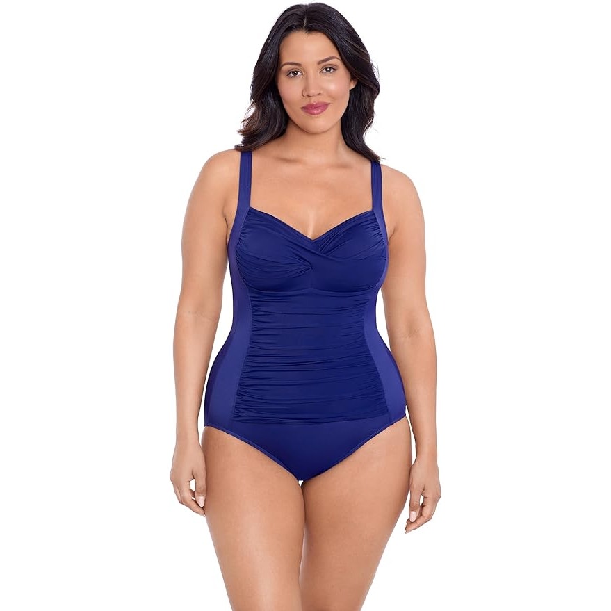New Trimshaper Womens Size 10 Ink Blue Tummy Control One Piece Swimsuit