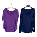 Lot of 2 Womens XL Rayon Blend Long and Short Sleeve Lightweight V Neck Tops