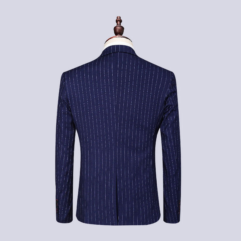 Mens Fashionable And Versatile Striped Three-piece Suit
