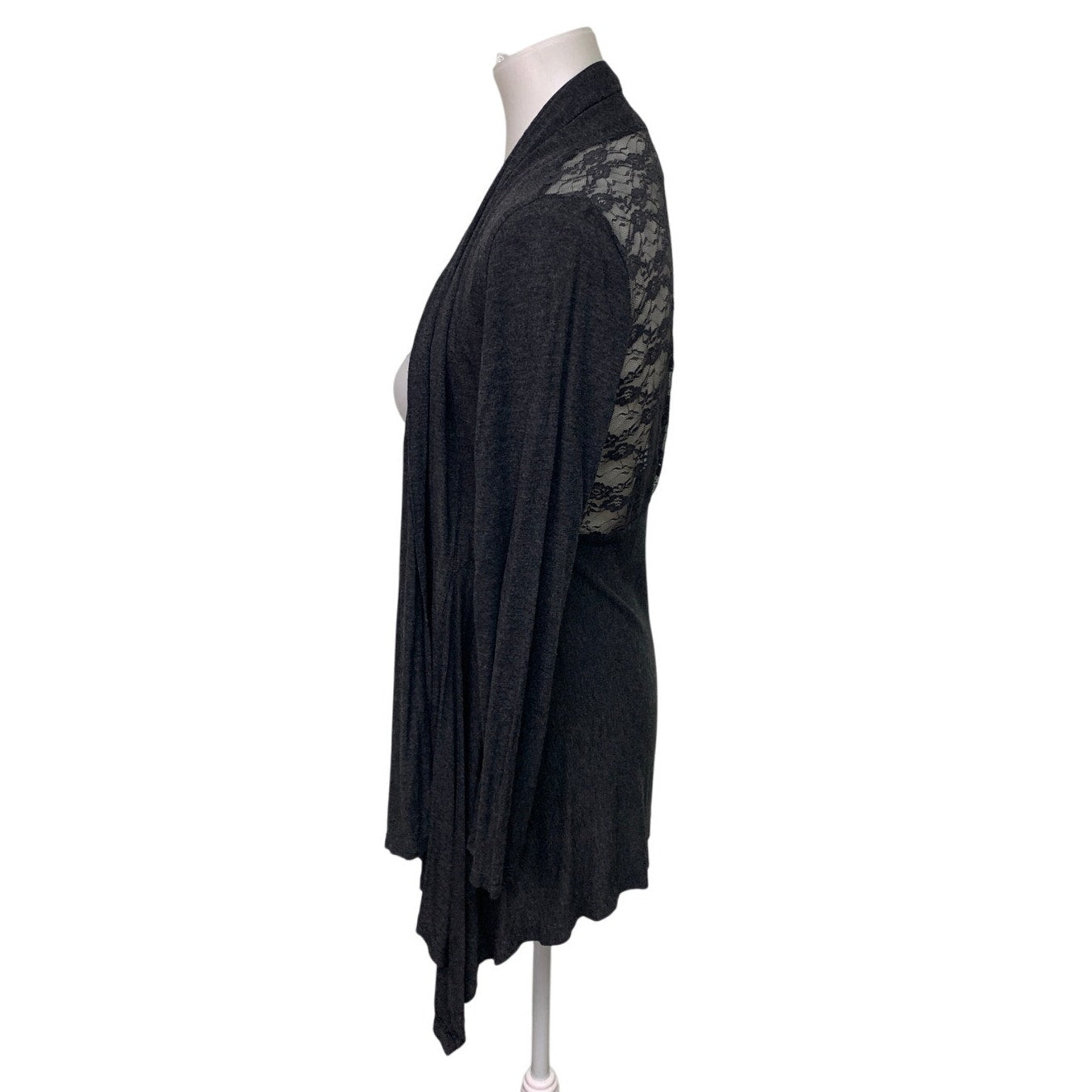Ambiance Apparel Womens Large Floral Lace Back Long Sleeve Drapey Cardigan