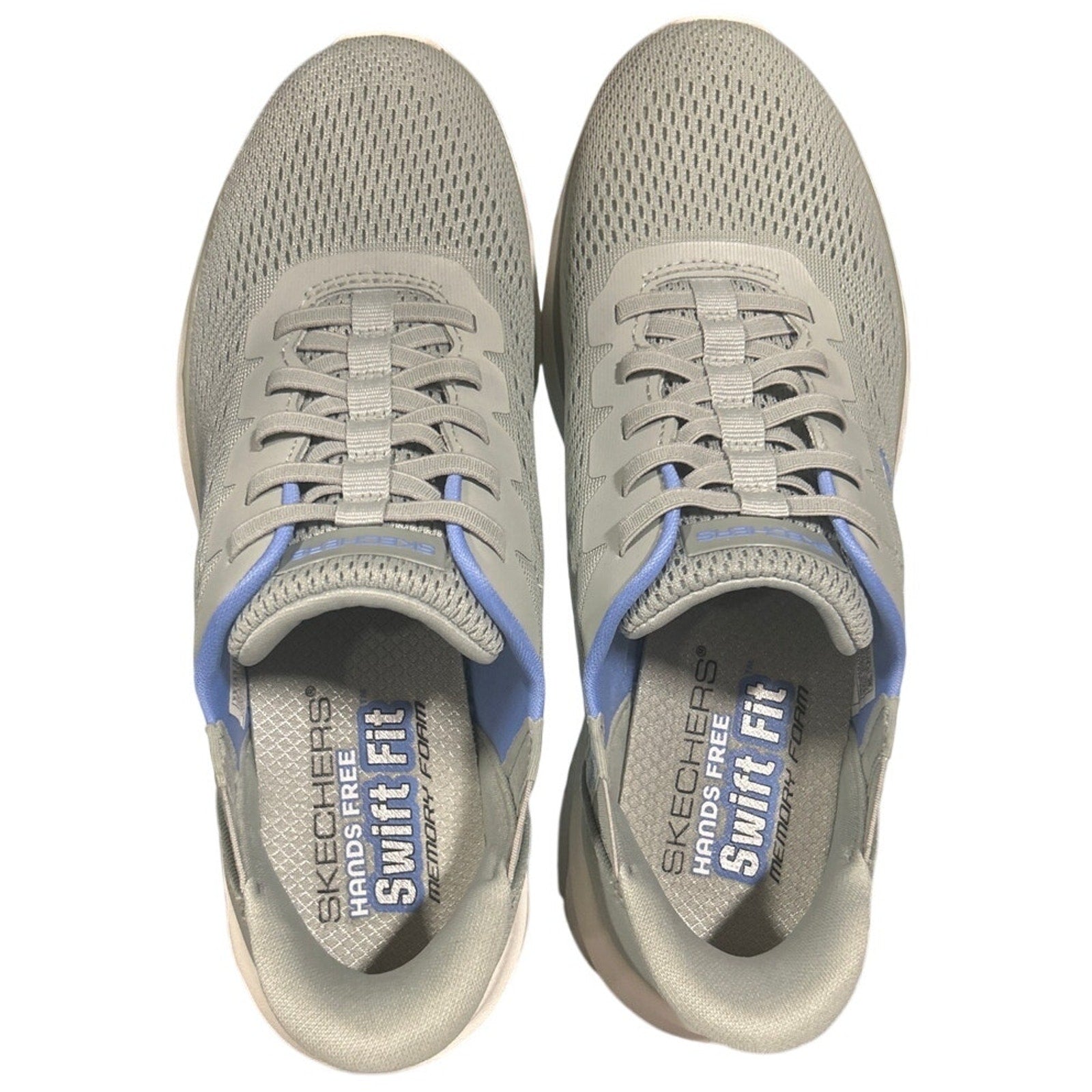Skechers Womens Size 7 Gray Mesh Hands Free SwiftFit Slide In Athletic Shoes