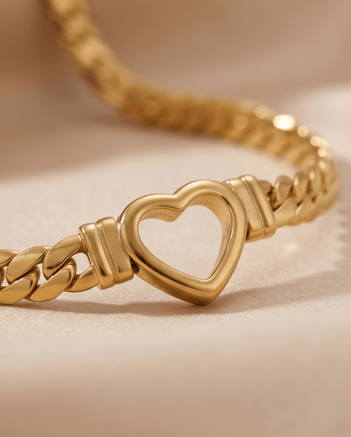 18K Gold-Plated Heart Pendant Chain Necklace
