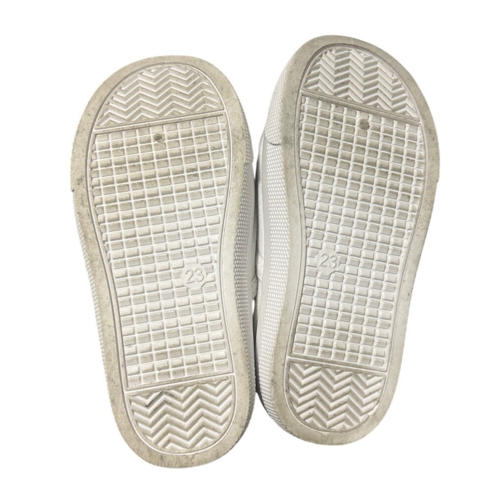 Toddler Kids Size 7 White Canvas Slip On Running Walking Sneaker Tennis Shoes