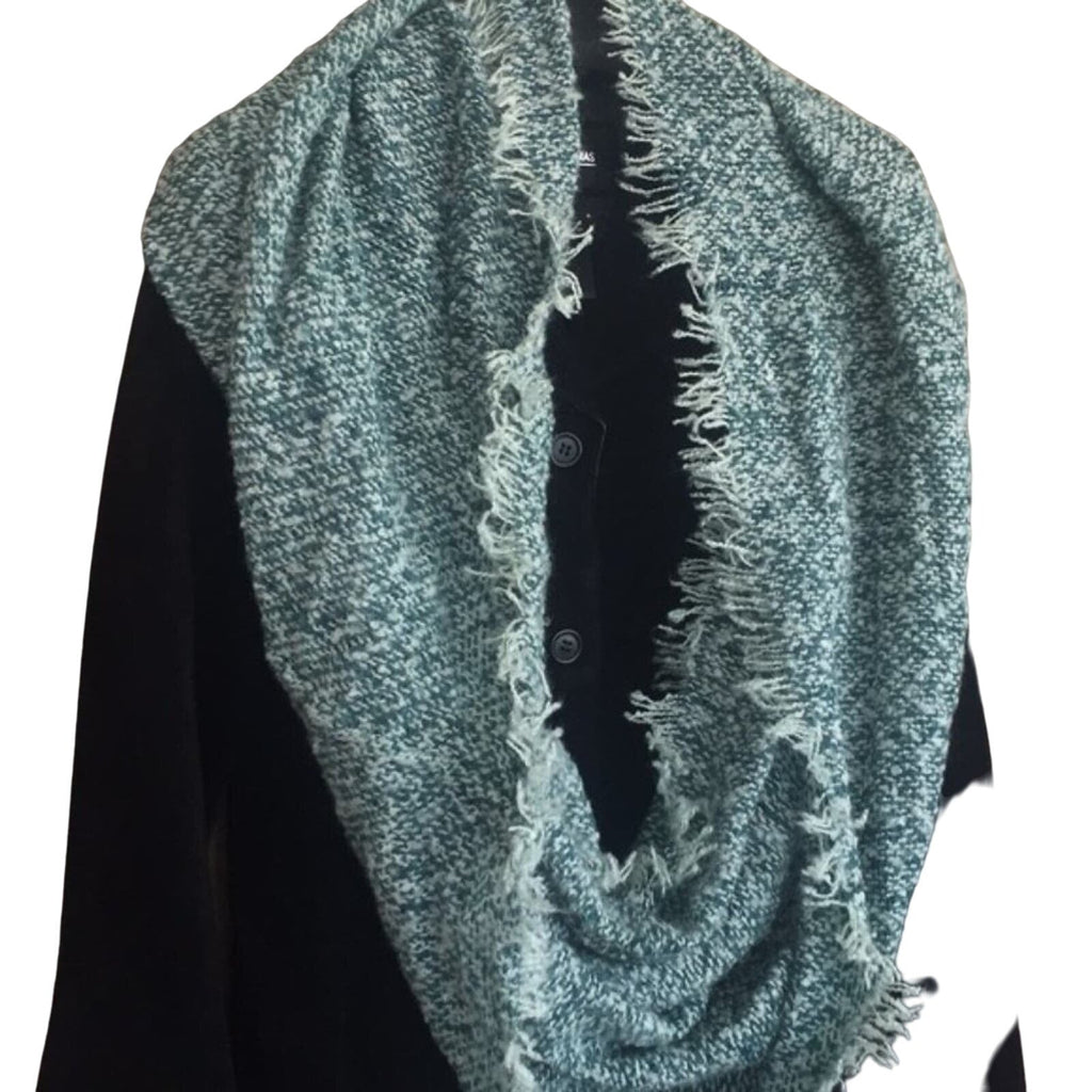 3 Blue Purple Green Infinity Silk Screen Print & Knit Warm Winter Scarves Lot