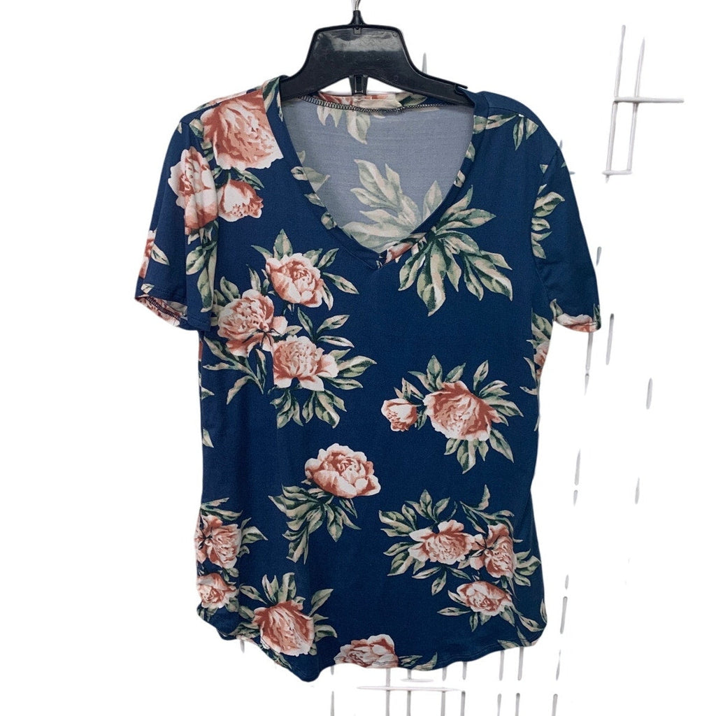 Lot of 3 Womens Large Floral Beach Starfish Short Sleeve Summer Tops Shirts