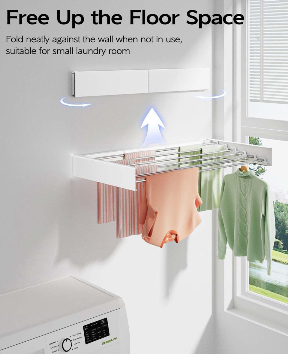 Vikaqi Wall Mounted Clothes Drying Rack 40 inches, Foldable Wall Mount Laundry Drying Rack Folding Indoor, Drying Rack Clothing Collapsible, Towel Dry