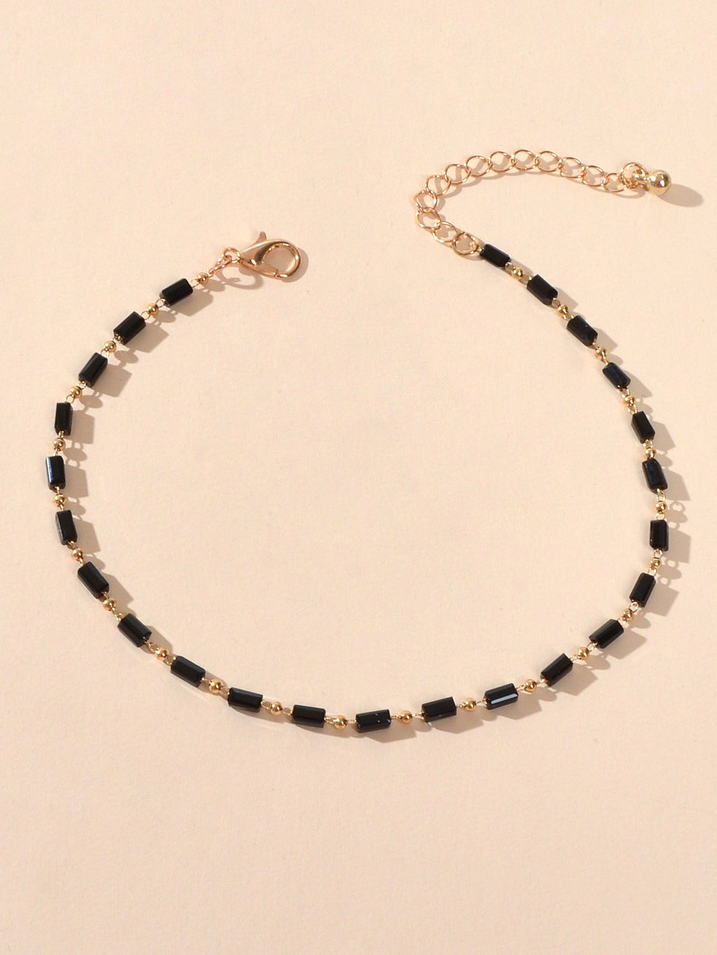 1 pc Foot Beach Jewellery Gold Chain Handmade Black Beads Anklet