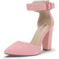 Idifu Womens Size 8 Pink 4" Suede Heel Closed Pointed Toe Ankle Strap Shoes